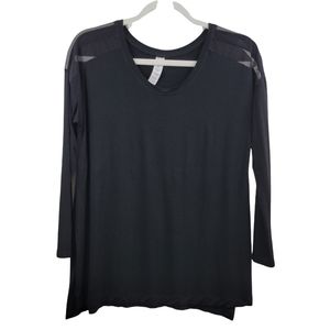 Body Language Black Active Top With Mesh Shoulder detail and Side Slits Sz XS
